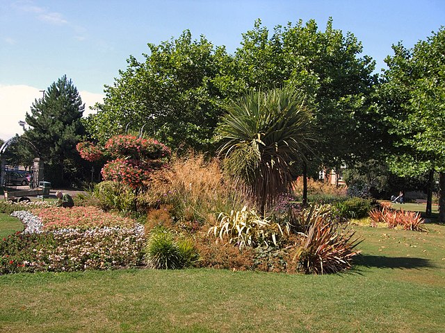 Plants and trees on a sunny day at Beach House Park, Worthing